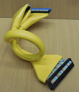 IDE Rundkabel Air Flow Rund Kabel gelb 60cm Festplatte HDD CD DVD Laufwerk*pz744