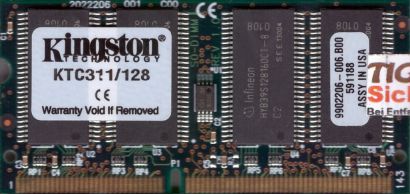 Kingston KTC311 128 PC100 128MB SDRAM 100MHz SODIMM 9902206-006 B00 SD RAM*lr108