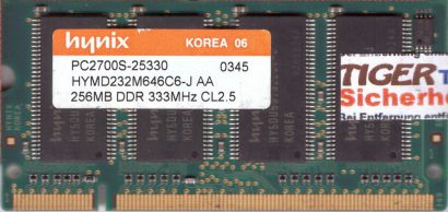 Hynix HYMD232M646C6-J AA PC-2700 256MB DDR1 333MHz SODIMM Arbeitsspeicher* lr131