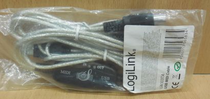 LogiLink UA0037A USB Midi IN OUT Kabel ca. 2,2m Win XP 7 Mac OSX Konverter*pz748