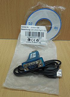 2 tech USB RS232 COM Seriell Adapter Serial blau mit CD und ca 70cm Kabel* pz783