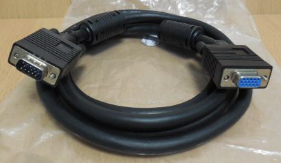 VGA SVGA Verlängerungskabel 1,5m schwarz SUB D Kabel 15 pol Stecker Buchse*pz790