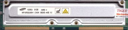 Samsung MR16R0824BN1-CK8IN 800-45 PC800 64MB 4 RDRAM 800MHz Rambus RIMM* r717