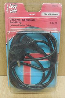 Easy Line by hama Kaltgeräte Stromkabel Schuko 3pol IEC Stecker 1,5m* pz796