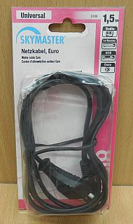 Skymaster Netzleitung Europa-Norm Euro 8 Doppelnute Netzkabel 1,5m schwarz*so839