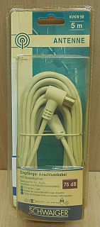 Schwaiger Antennen Empfänger Anschluss Kabel 5m Koax Stecker Winkelbuchse*so843