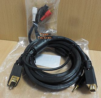 CAK VGA SVGA Kabel 5m Audio 3,5 Klinke SUB D Kabel 15 pol Stecker Monitor* pz812