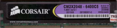 Corsair XMS2 CM2X2048-6400C5 PC2-6400 2GB DDR2 800MHz Arbeitsspeicher RAM* r789