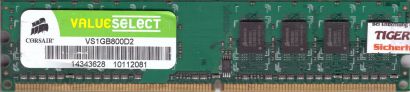 Corsair ValueSelect VS1GB800D2 PC2-6400 1GB DDR2 800MHz Arbeitsspeicher RAM*r803