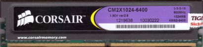 Corsair XMS2 CM2X1024-6400 CL5 PC2-6400 1GB DDR2 800MHz Arbeitsspeicher RAM*r815