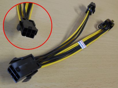 PCIe Y Kabel Adapter Grafikkarte Stromkabel 6-pin 2x 6+2 8 pin ca. 20cm* pz865