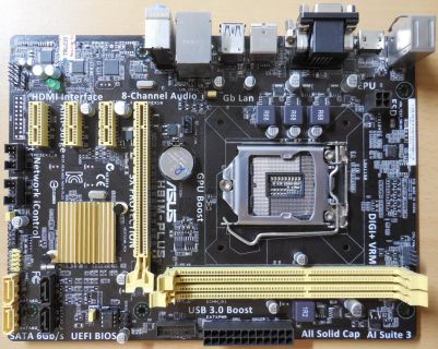 ASUS H81M-PLUS Rev1.06 Mainboard +Blende Intel H81 Sockel 1150 DVI-D HDMI* m1018