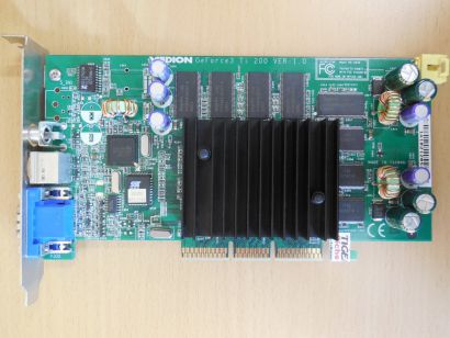 MEDION MS-8838 GeForce 3 Ti 200 Pro 64MB VGA TV OUT RETRO AGP Grafikkarte* g532