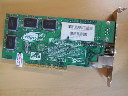 ATI Rage 128 PN 109-61300-00 32MB VGA Composite TV Retro AGP Grafikkarte* g540