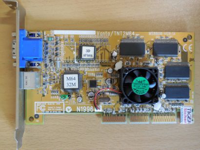 MSI MS-8808 Ver 1A VANTA TNT2M64 NV5M64 32MB VGA TV Retro AGP Grafikkarte* g542