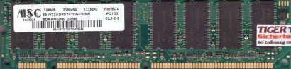 MSC 864V32AD3DT4YDG-7DIMI PC133 CL2 256MB SDRAM 133MHz Arbeitsspeicher RAM* r967