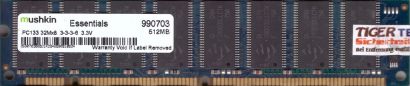 Mushkin Essentials 990703 PC133 512MB SDRAM 133MHz Arbeitsspeicher SD RAM* r972